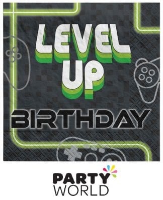 Level Up Gaming Birthday Luncheon Paper Napkins (16)