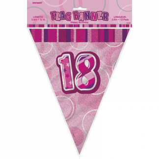 Glitz Birthday 18th Bunting Pink/Silver