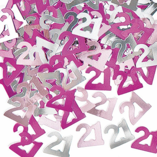 Glitz Birthday 21st Confetti Pink/Silver