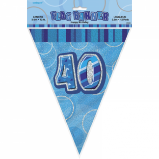 Birthday 40th Bunting Blue/Silver