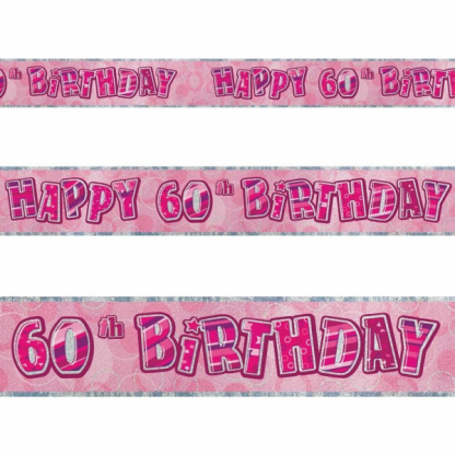Glitz Birthday 60th Banner Pink/Silver