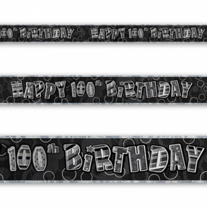 Birthday 100th Banner Black/Silver