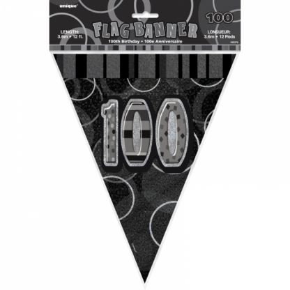 Birthday 100th Bunting Black/Silver