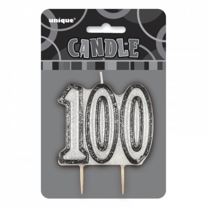 Birthday 100th Candle Black/Silver