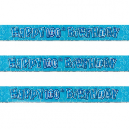 Birthday 100th Banner Blue/Silver
