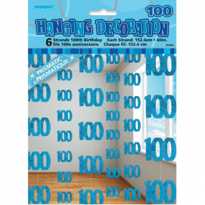 Birthday 100th String Decoration Blue