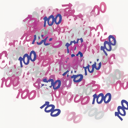 Glitz Birthday 100th Confetti Pink/Silver