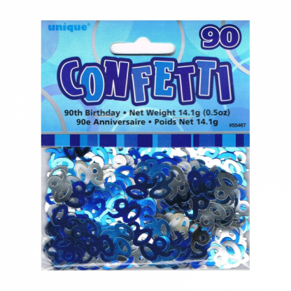 Birthday 90th Confetti Blue/Silver