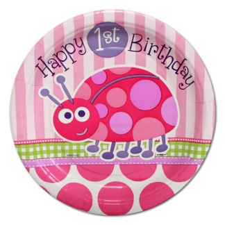 Pink Ladybug 1st Birthday Side Plates (8)