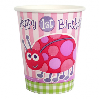 Pink Ladybug 1st Birthday Cups (8)