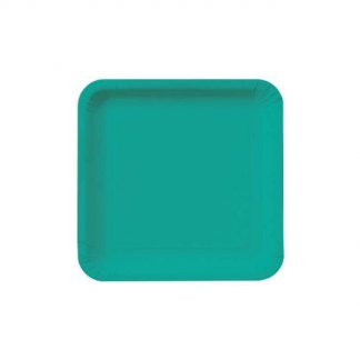 Caribbean Teal Square Paper Plates 9in (14)