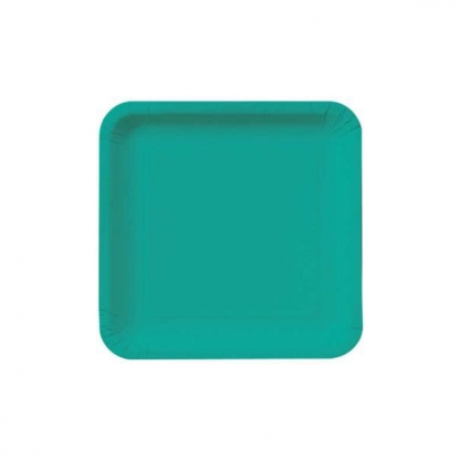 Caribbean Teal Square Paper Plates 7in (16)
