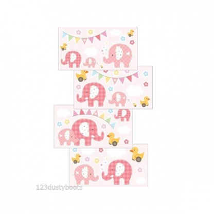 Elephant Wall Art Stickers Pink (211)