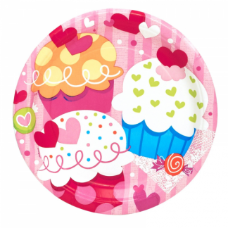 Cupcake Hearts 7 inch Plates (8pk)