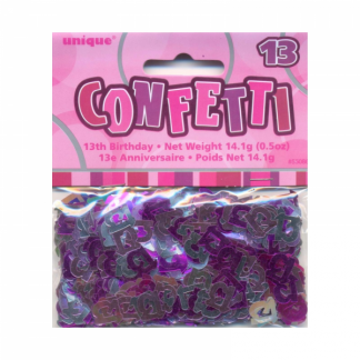 Glitz Birthday 13th Confetti Pink/Silver