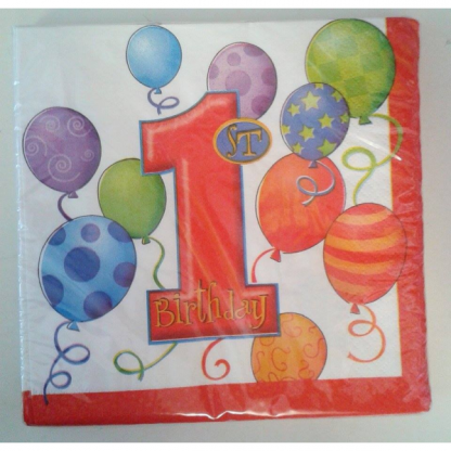 1st Birthday Primary Napkin (16pk)