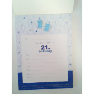 Blue 21st Birthday Invitations