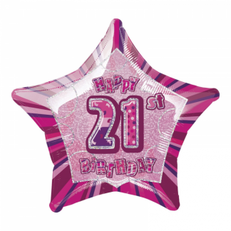 Glitz Birthday 21st Helium Foil Balloon Pink