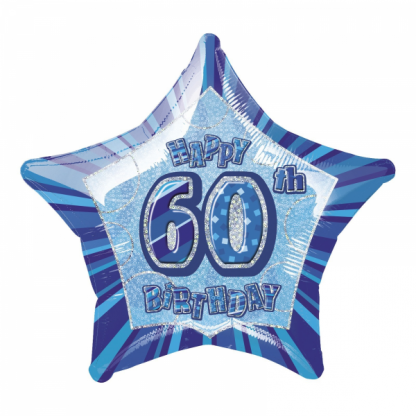 Glitz Birthday 60th Helium Foil Balloon Blue
