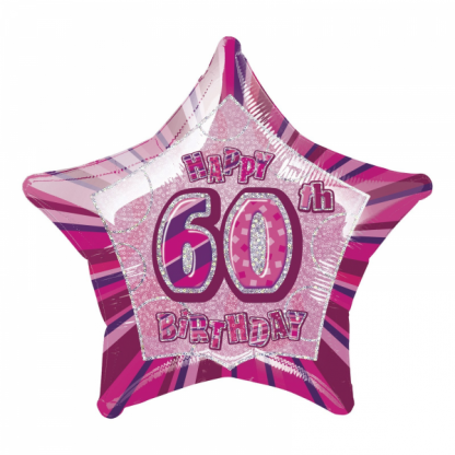Glitz Birthday 60th Helium Foil Balloon Pink