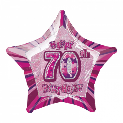 Glitz Birthday 70th Helium Foil Balloon Pink