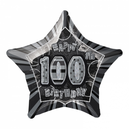 Glitz Birthday 100th Helium Foil Balloon Black