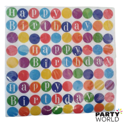 birthday dot rainbow napkins
