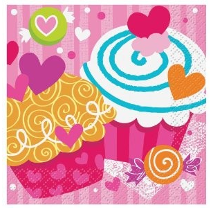 cupcake hearts beverage napkins