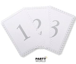 white and black table numbers