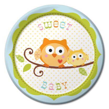 Happi Tree Sweet Baby Owl Plates Blue (8)