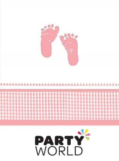 Baby Girl Plaid Pink Little Feet Tablecover