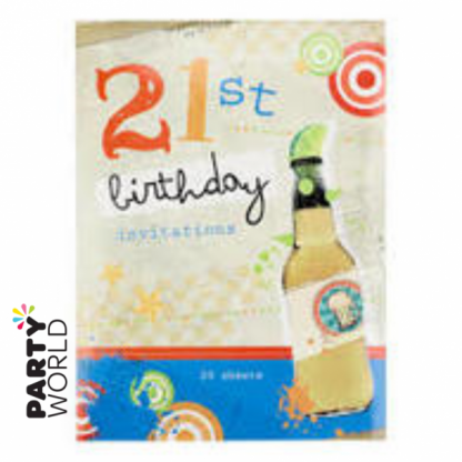 21st Invitations - Beer & Lime (Pad of 20)
