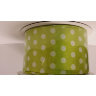 Green Ribbon with White Spots/Dots
