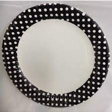 black & white dots paper plates