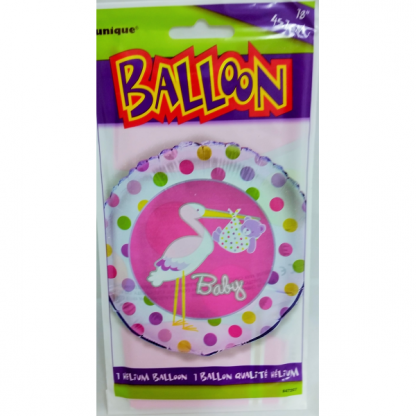 Baby Girl Stork Pink Foil Balloon
