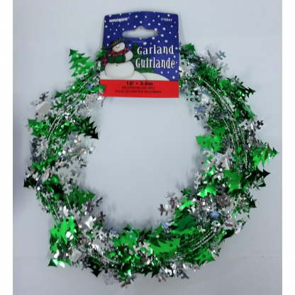 Snowflake and Tree Christmas Garland - Green/Silver