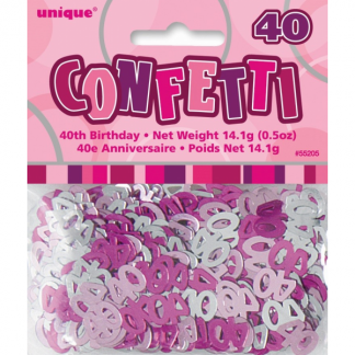 Glitz Birthday 40th Confetti Pink/Silver