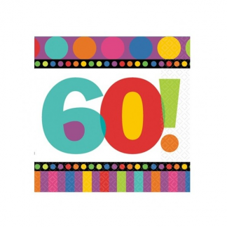 60th Birthday Dots and Stripes Beverage Napkins (16)