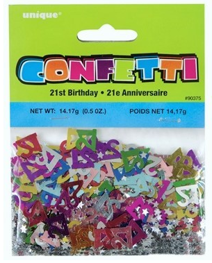 colourful 21st confetti scatters