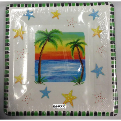 Palm Sunset Square Paper Plate (10)