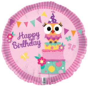 owl birthday foil balloon