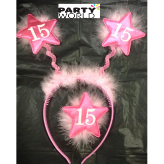 Pink Star, Fluffy 15th birthday headband bopper