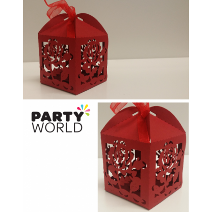 Rose Cage Favour Boxes (12) DEEP RED