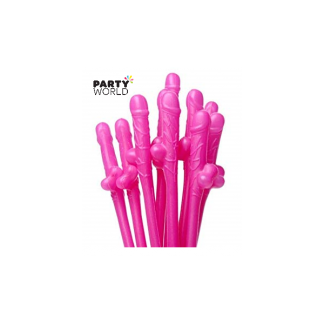 Hot Pink Penis Straws (10)