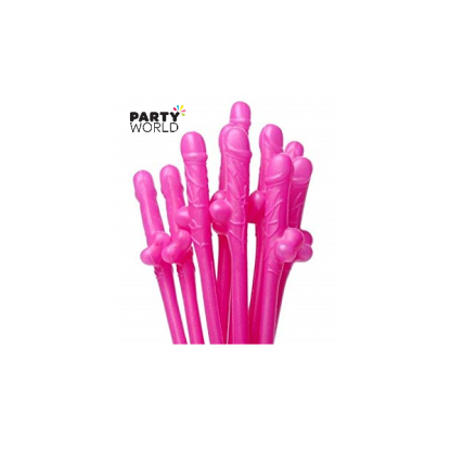 Hot Pink Penis Straws (10)