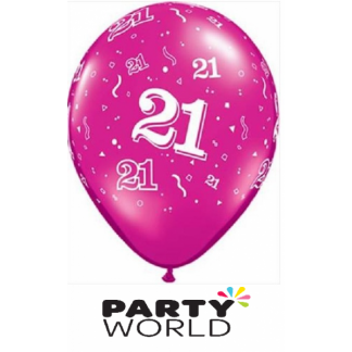 Latex 21st Balloons - Pearl Magenta (5)