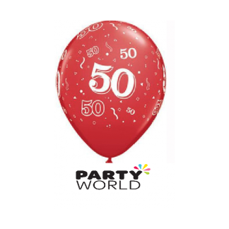 Qualatex 50th Pearl Ruby Red Balloons - 11inch (5)