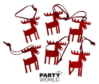 red felt reindeer hanging decorations