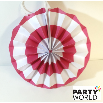Hot Pink and White Paper Fan (8inch)