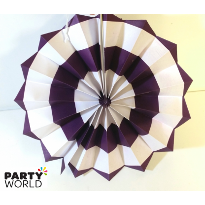 Purple and White Paper Fan (8inch)